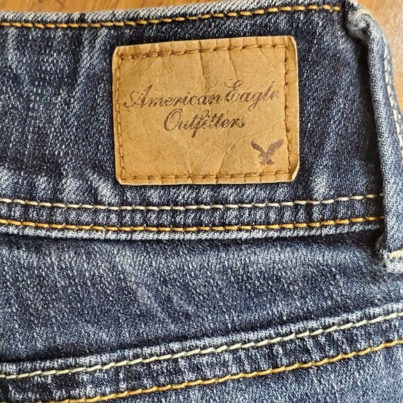 American Eagle Outfitters Womens Slim Boot Jeans Size 8 Long Stretch Blue Denim - Picture 6 of 13